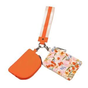 Summer Spritz Dual Nylon Pouch Wristlet Mango Orange Floral